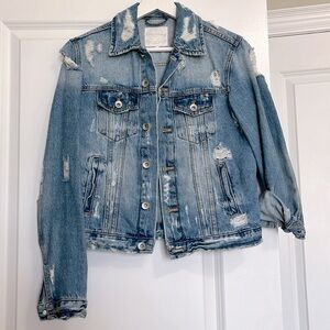 Zara Distressed Denim Jacket, S